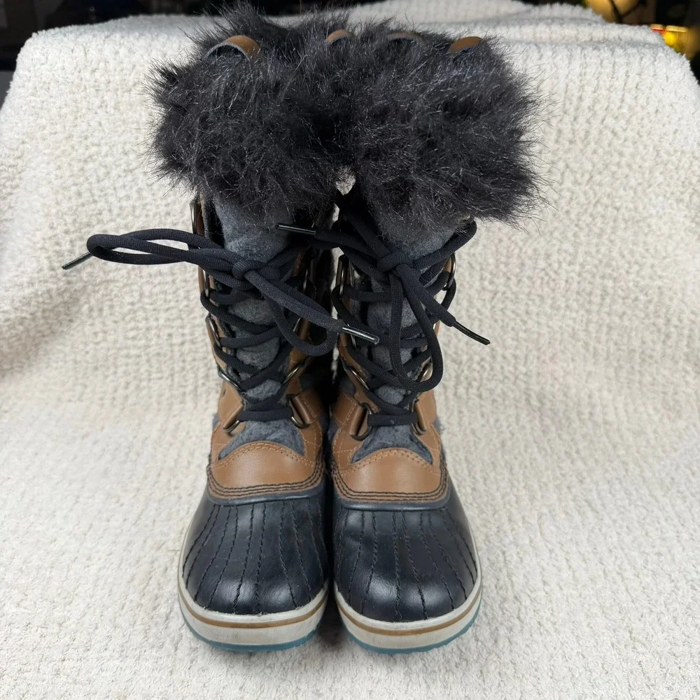 Sorel Tofino II Waterproof Winter Boots W 7Grey Quilted Faux Fur NL2113-242 NWOB